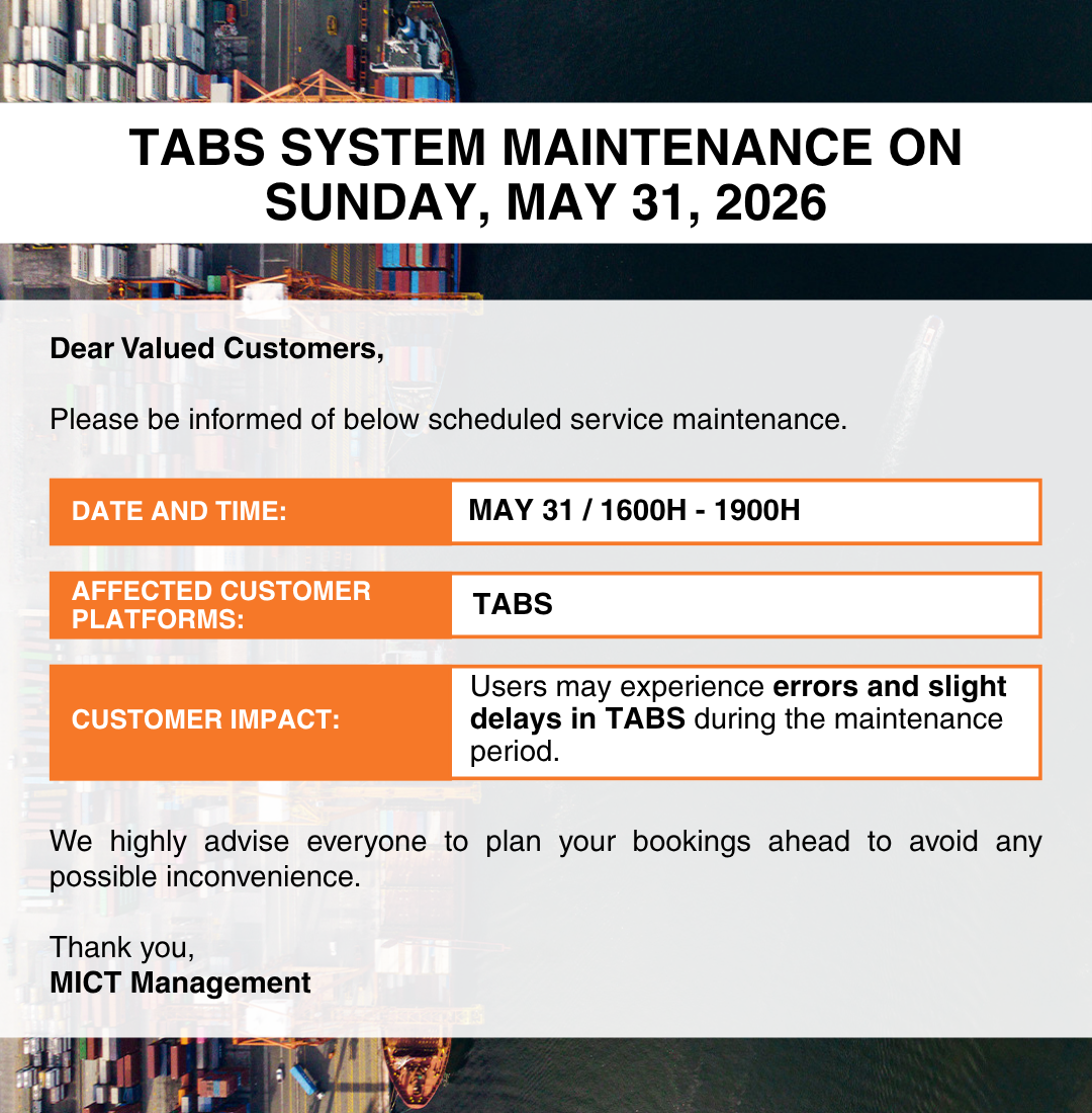 Advisory TABS System Maintenance on Sunday, May 31, 2026